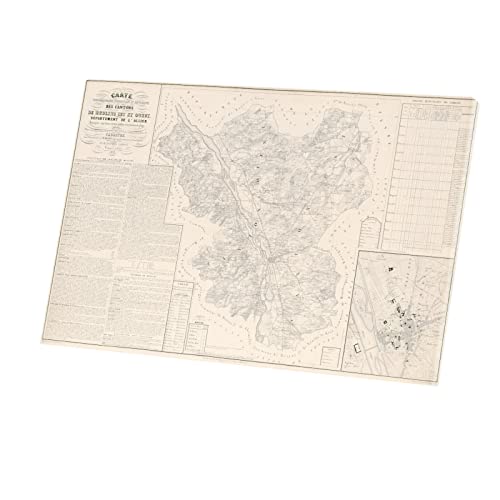 Carte Ancienne Allier Tableau Toile Imprimée Poster Décoration 46x30 cm