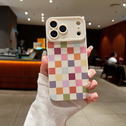YUMUPIFE Compatible with iPhone 17 Pro Max Case Cute Checkered Pattern Design for Girls Women, Soft Silicone Shockproof Protective Designed for iPhone 17 Pro Max Case-Colorful by YUMUPIFE - Image 2