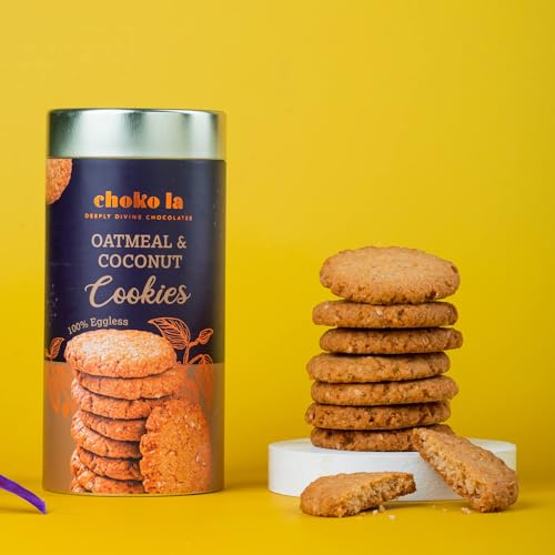 Image of Chokola Premium Coconut & Oatmeal Cookies-160g |No Atta & Maida | Coconut Crunch Cookies Made with Oats & Natural Ingredients | Crunchy Tea-Time Snack | Premium Gifting Option | 160 g