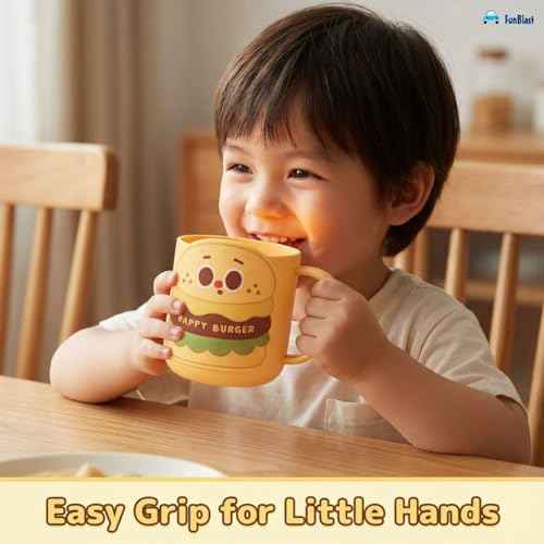 Image of FunBlast Milk Mug for Kids - 400 Ml; Unbreakable Mug for Kids, Milk Mugs for Kids Unbreakable - Milk Drinking Cup for Kids (Happy Burger)