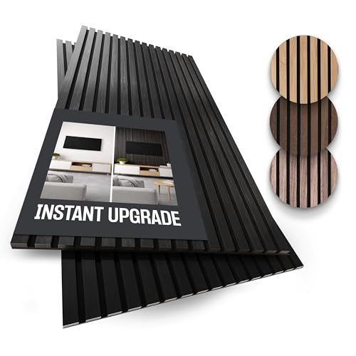 Image of 2-Pack Wood Panels for Wall - Acoustic Wood Slat Wall Panels, Soundproof Wooden Paneling for Interior Decor