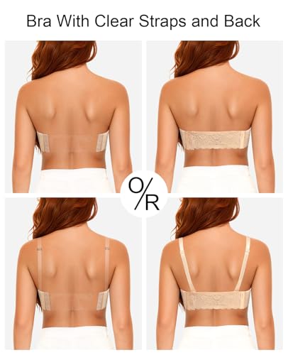 Image of YANDW Strapless Lightly Padded Full Figured Coverage Bra Clear Back Multiway Invisible Straps Backless Brassiere for Women