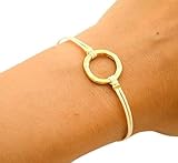 Karma bracelet, beige bracelet with gold circle charm, friendship bracelet, dainty minimalist jewelry, gift for her, spiritual. yoga, custom mother day gift