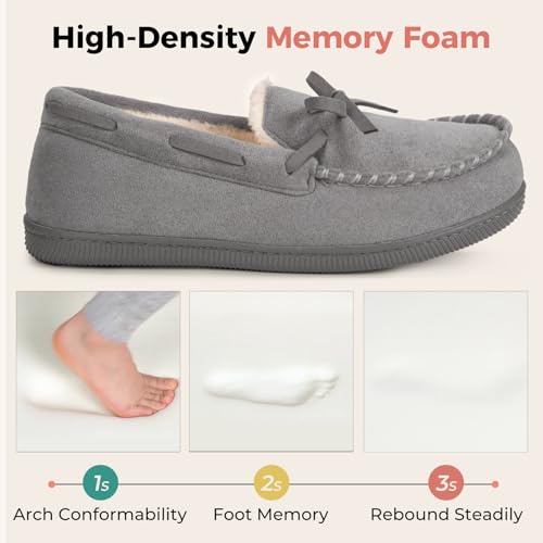 HomeTop Women's Moccasins House Slippers Memory Foam Indoor Outdoor Ladies Shoes 5