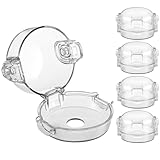 Picture of Stove Knob Safety Covers, for Knob Diameter Less Than 2.4", Dual Grip Safety Shield, Unlock with Adult Hand, Press Gas Stove Knob Locks, Oven Lock Knob Covers for Child Safety, Clear, Pack of 5