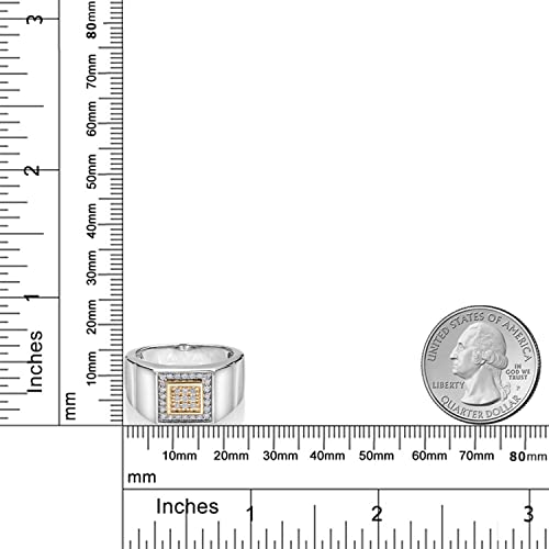 Gem Stone King Men's 10K Yellow Gold and 925 Sterling Silver 2 Tone White Lab Grown Diamond Ring for Men | 0.19 Cttw, | DEF Color | VVS-VS Clarity | Available In Size 7, 8, 9, 10, 11, 12, 134