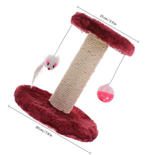 Rascador para gatos doble capa de plush con sisal y bolas colgantes miniatura 2