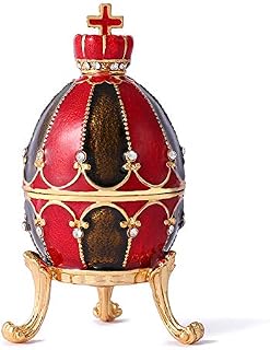 QIFU Vintage Hand Painted Faberge Egg Style Jewelry Trinket Box with Rich Enamel and Sparkling Rhinestones, Unique Gift Home Decor, Decorative Ornament Your Collection