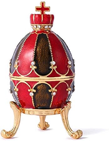 QIFU Vintage Hand Painted Faberge Egg Style Jewelry Trinket Box with Rich Enamel and Sparkling Rhinestones, Unique Gift Home Decor, Decorative Ornament Your Collection