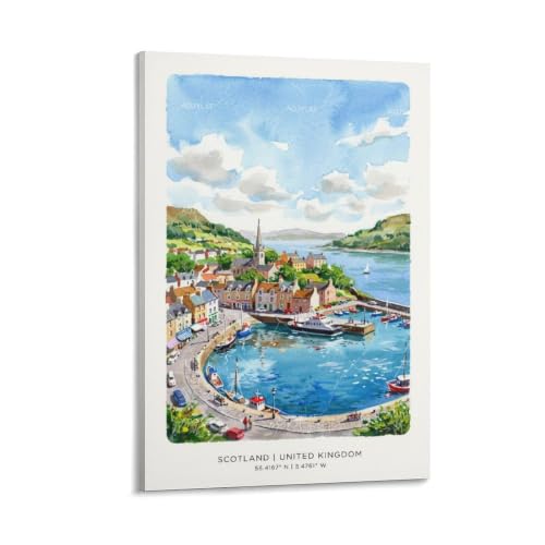 Impression Oban paysage urbain panoramique pour décoration de chambre esthétique