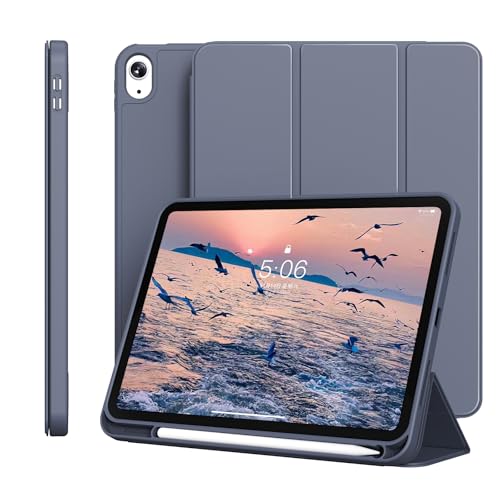 KenKe for iPad (A16) 11th Generation 11 Inch 2025/ iPad 10th Generation 10.9 Inch 2022 Case with Pencil Holder, Slim Trifold Stand Protective Cover with Soft TPU Back, Supports Touch ID, Purple