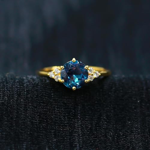 Vintage 18K Yellow Gold Alexandrite Engagement Ring - Genuine Moissanite - D Color (VVS1) Wedding Ring, Alexandrite Bridal Promise Ring for Women , Anniversary & Valentine's Day Proposal Ring, June Birthstone Gifts (QS-AL-23)2
