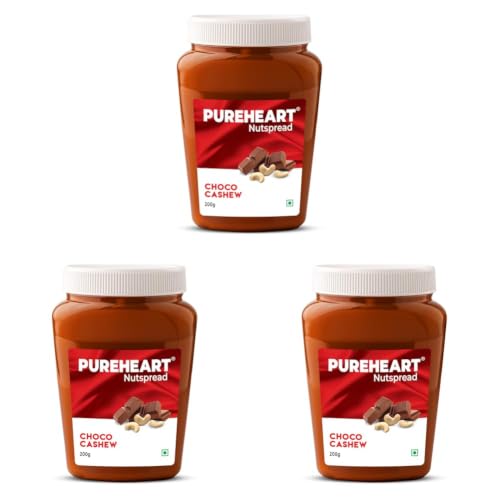 Image of Pureheart Nut Spread Choco Cashew (200 gm) Nutty Chocolate Cashew Spread for Breakfast, Bread /Toast, Sandwich (Pack of 3)