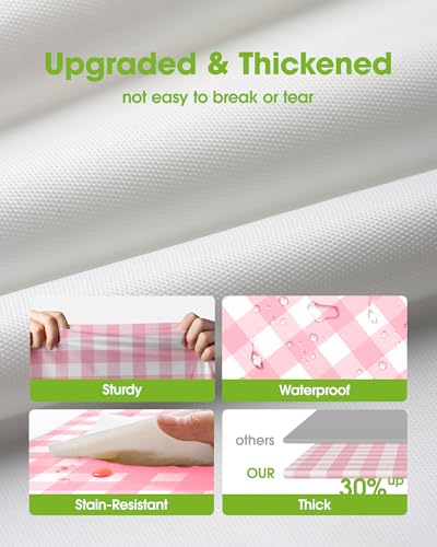 Image of Pureegg Plastic Table Cloth Disposable 8 Pack, 54 x 108 Inch Table Cloths, Party, Picnic, Decorative Gingham Tablecloths, Rectangle, Pink and White Checkered Cover, Leakproof & Sturdy, Pink Plaid