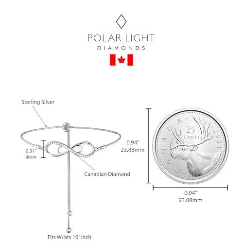 Image of Polar Light Signature Canadian Diamond Charm Bracelet in .925 Sterling Silver - Choice of Rolo or Paperclip Style Chain
