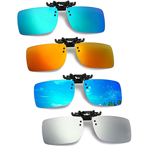 Polarized Clip-on Sunglasses 4 PACK Rimless Anti-Glare UV Protection For Prescription Glasses