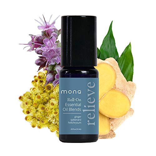 MONQ Essential Oil Blend, Roll On, RELIEVE - Pure Essential Oils in a Carrier Oil Blend - Topical Aromatherapy - Feel Supported with this Blend of Ginger, Spikenard and Helichrysum - Doctor Approved