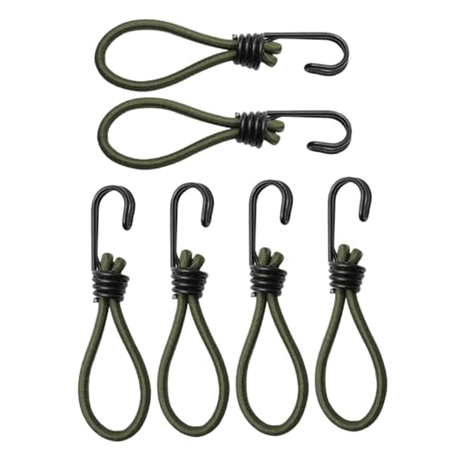 TOBBOMEY 6Pcs Tent Elastic Bungee Hooks for Camping Durable Tent Fixing Buckles for Securely Holding Tents Tarps Awnings Windy Conditions Easy to Store and Clean