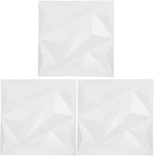 Uonlytech 3 paneles de pared 3D con diseño de diamante, paneles interiores de PVC blanco, azulejos texturizados, azulejos de pared impermeables,