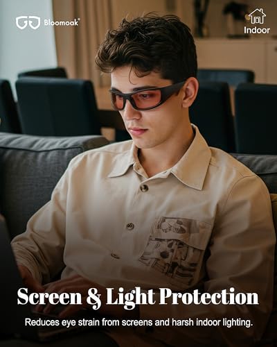 Image of Bloomoak 99% Blue Light Blocking Glasses,Nighttime Sleep,Fully Wraparound Your Eyes with No Leaks for Side Glare