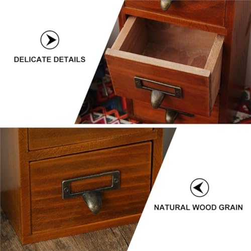 Boîte à tiroirs en bois 3 compartiments pour rangement de bureau compact - 4