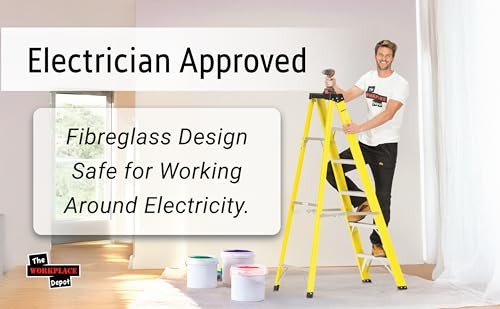 The Workplace Depot 6 Tread Fibreglass Step Ladder – Lightweight, Stable & EN-131 Certified – Professional-Grade Ladder for Electrical & Industrial Use 7 The Workplace Depot 6 Tread Fibreglass Step Ladder – Lightweight, Stable & EN-131 Certified – Professional-Grade Ladder for Electrical & Industrial Use - Image 7