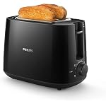 Philips Tostadora de pan 2 Ranuras, 8 Ajustes, Calientabollos, Negro