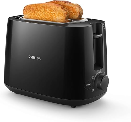 Philips Tostadora de pan 2 Ranuras, 8 Ajustes, Calientabollos, Negro - Imagen 4