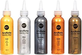 perfect ideaz Zestaw farb akrylowych 5 x 150 ML (750 ml), 5 różnych kolorów kreatywnych, wysokie stężenie pigmentów kolorystycznych, krycie i szybkie schnięcie