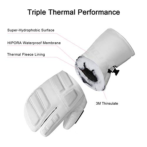 Gants de snowboard imperméables à isolation Thinsulate blanche XL - 2