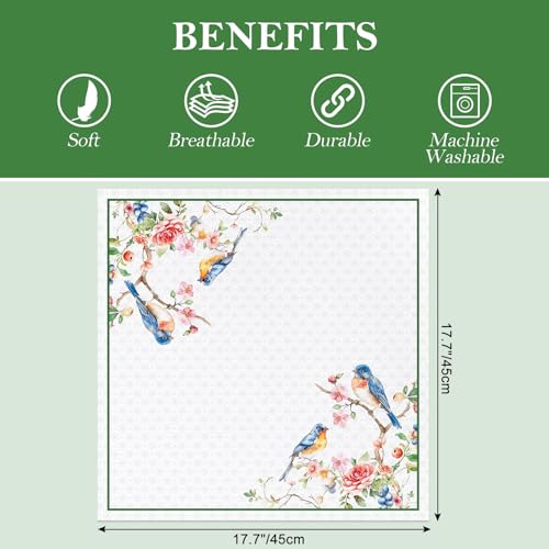 Serviettes en tissu doux oiseaux table lot de 6 réutilisables