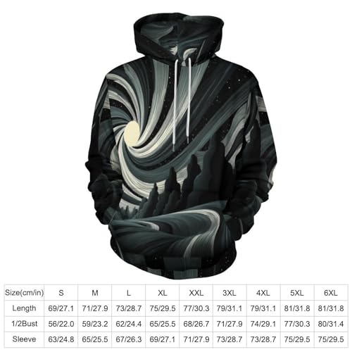 Sweat-shirts nouveauté noir fantastique avec grand imprimé 3D galaxie et poches