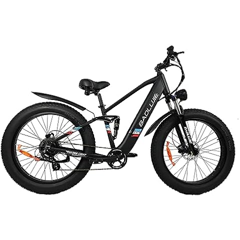 BAOLUJIE Electric Bike for Adults - 500W Motor Adults E-Bike 25mph Removable Battery 48V 12AH, 26x4’’ Fat Tire Electric Bicycle with Shock Absorber, Shimano 8 Speed, Battery Powered Mountain Bicycle Cover