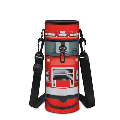 COEQINE Bolsa de botella de agua escolar para niños con correa aislada para bolsa de 24 onzas/32 onzas, 1000 ml/750 ml, camión de bomberos