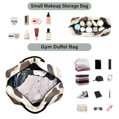 2 Piece Duffel Bag with Toiletry Bag - 20x8x14 Inch Travel Bag + 9x3.5x6 Inch Organizer, Cow (33) Luggage Set4
