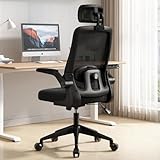BlidShop Cadeira de Escritório Ergonômica, Suporte 120kg, Ajuste Lombar, Apoio de Cabeça, Tela Mesh Premium, Giratória, Home Office (Preta)
