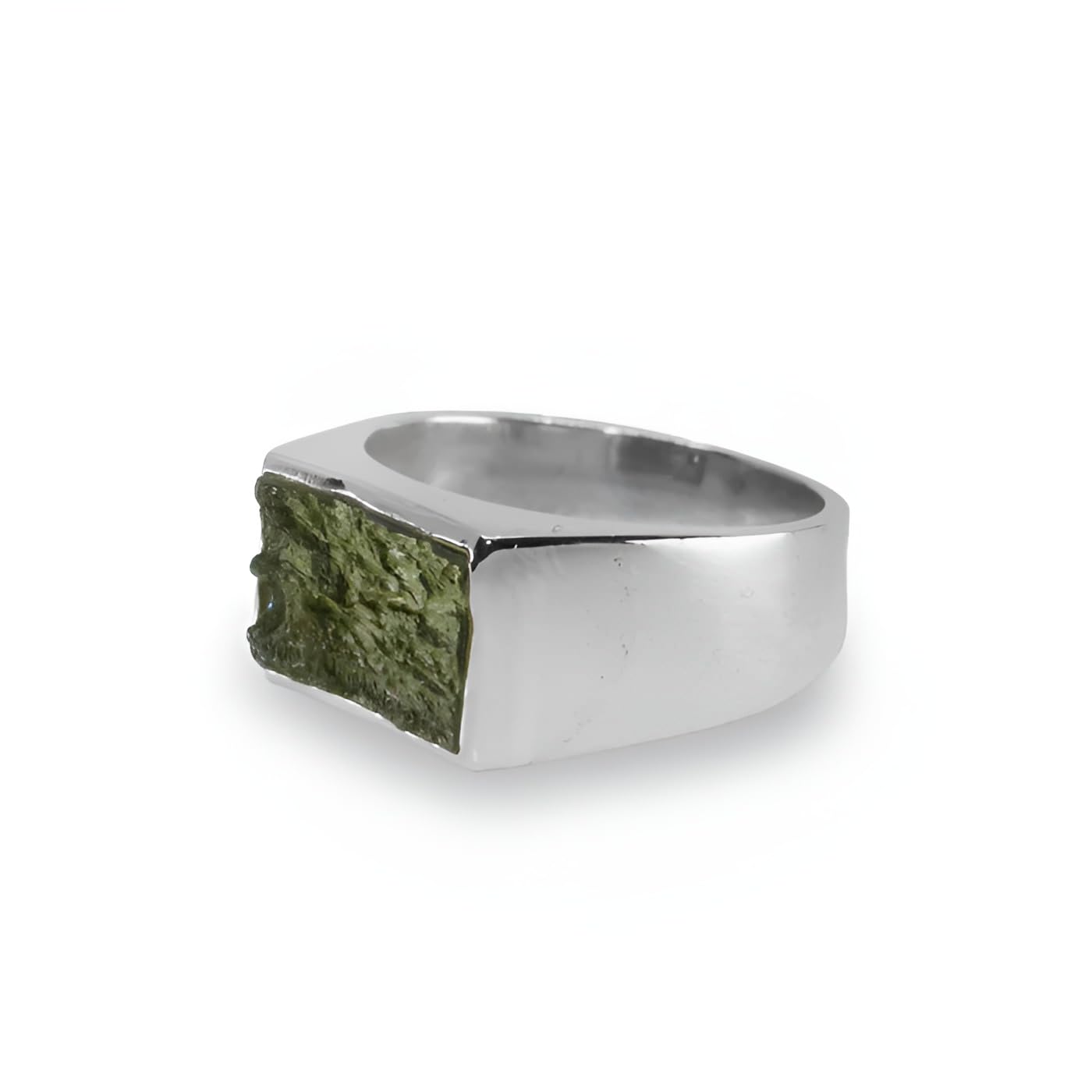 Mountjewelsnatural Raw Moldavite Ring 925 Sterling Silver Mens