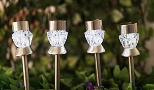 garden mile Outdoor Solar Color Changing Lights - Solar Powered Garden Lights with Auto Rechargeable Waterproof Garden Ornaments Solar Lights for Yard, Pathway Lighting - (Pack of 4, 25cm x 7cm)
