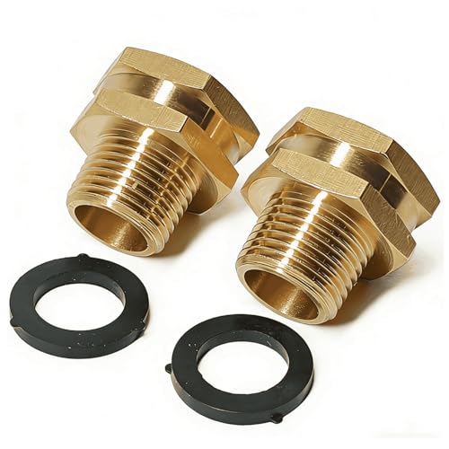 SARANICE 3/4 GHT Female to 3/4 NPT Male Connector 3/4 NPT to Garden Hose Adapter with Good Sealing Performance No Leaks Industrial Metal Brass Garden Hose to Pipe Fittings Connect (Brass 2 Pack)
