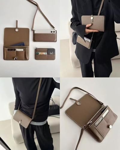 3-in-1 Long Women's Wallet Large Capacity - Cow Leather Organizer with Phone Pocket, Zippered Compartments (Orange-B)4