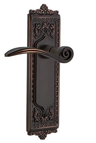 Image of Nostalgic Warehouse Egg & Dart Plate Privacy Swan Lever in Timeless Bronze