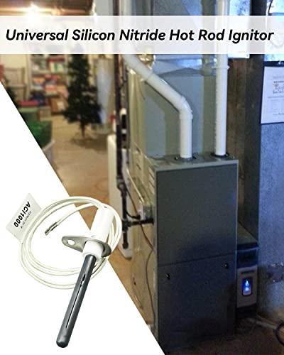 Universal Ignitor, 120V Silicon Nitride Hot Rod Ignitor Replacement for Silicon Carbide Igniters of Gas-Fired Forced-air Furnaces, Water Heater and Boiler, Nitride Heater Igniter