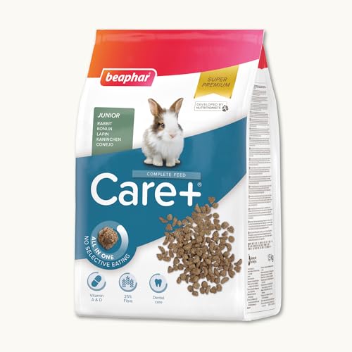 Beaphar – Care+ – Alimentation Super Premium extrudée pour Lapin Junior – 25% de Fibres – Appétent, sans Sucre ajouté ni Colorant – Haute...
