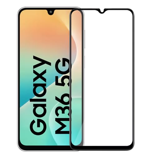 Image of Amazon Brand - Solimo Tempered Glass Screen Protector Compatible with Samsung Galaxy M36 5G Transparent Protective Film [Clear HD]