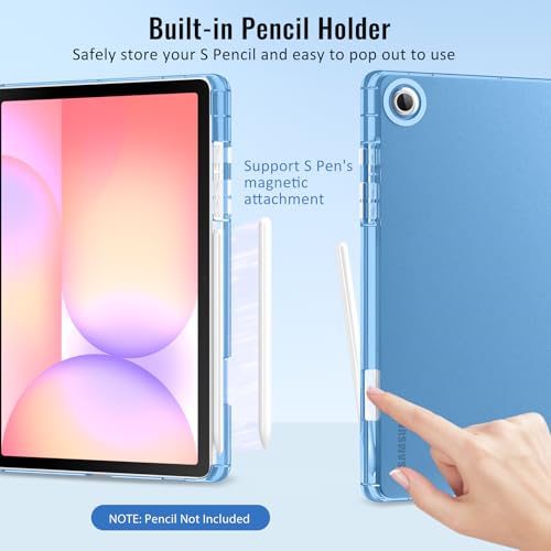 Image of MoKo Case for Samsung Galaxy Tab S10 Lite 10.9 Inch 2025 [SM-X400 /SM-X406B] with S Pen Holder, Slim Light Trifold Protective Cover with Hard PC Translucent Back Shell, Auto Wake /Sleep, Navy Blue