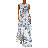 Summer Dresses for Women Birds Pattern Print Casual Loose Beach Dresses XL