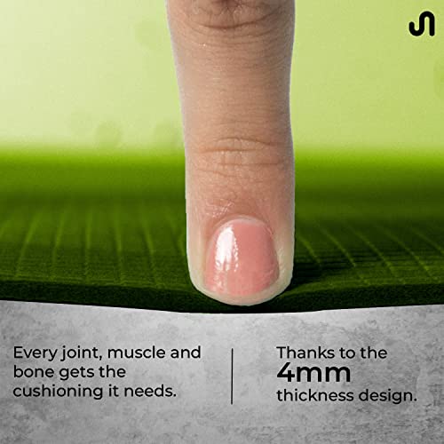 Image of Bodyband Yoga Mat for Women and Men 4mm with Carry Strap EVA Material Extra Thick Exercise Mat for Workout Yoga Fitness Pilates and Meditation, Anti Tear Anti Slip For Home & Gym Use - Army Green
