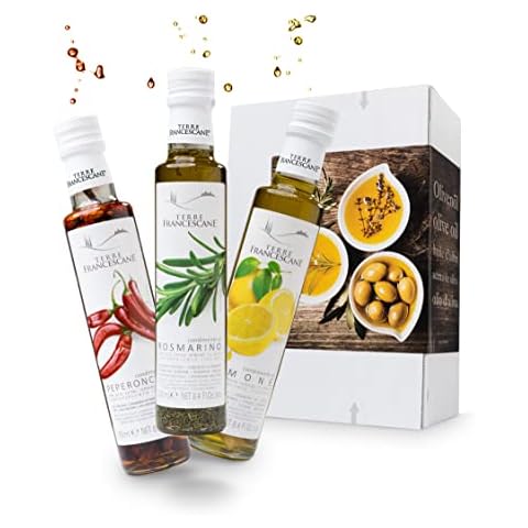Apropos Geschenk - Extra Natives Olivenöl Dressing - 3er-Probier-Paket - Olivenöl von Terre Francescane verfeinert mit Zitrone, Rosmarin und Chili Cover
