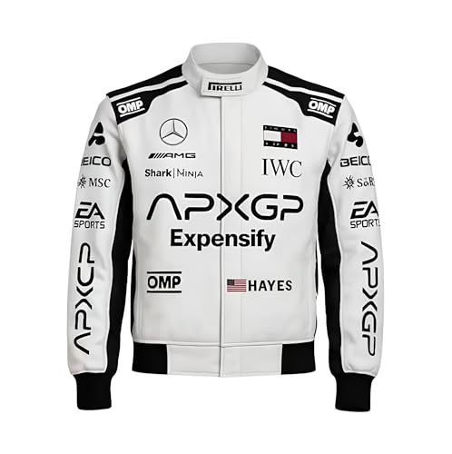 Brad Pitt F1 Movie 2025 APXGP Racing Jacket | Black White Bomber Moto Style Biker Coat | Motorsport Outerwear