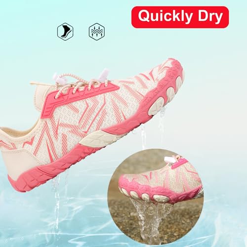 Image of Beach Water Shoes for Women Men Quick Dry Non-Slip Wide Toe Hike Barefoot Footwear for Beach Pool Aqua Swim Surf Walk
